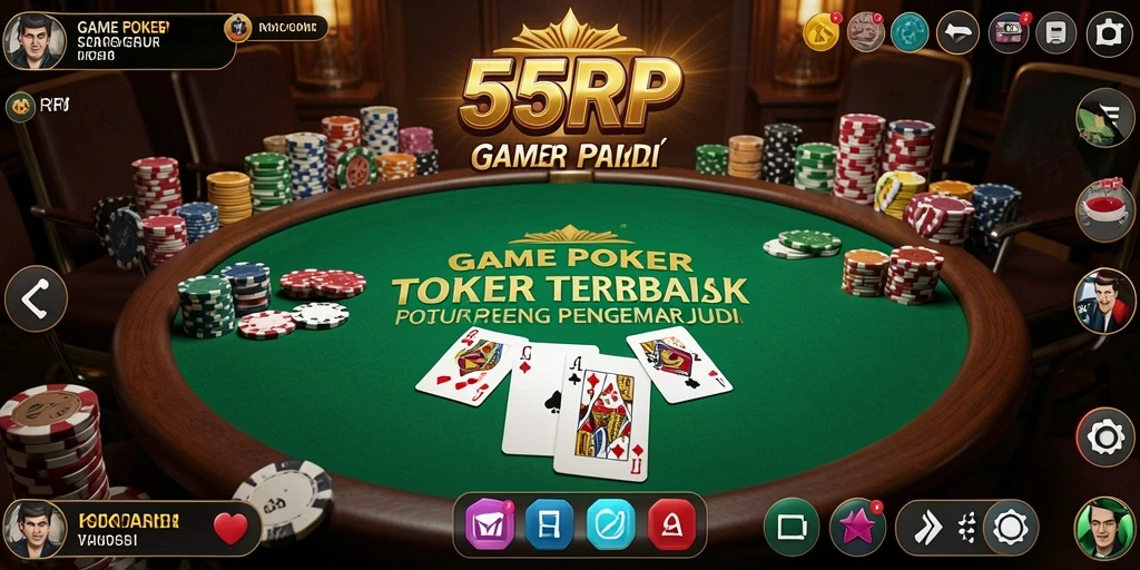 Tampilan gameplay seru di 55RP dengan aksi poker yang mendebarkan.