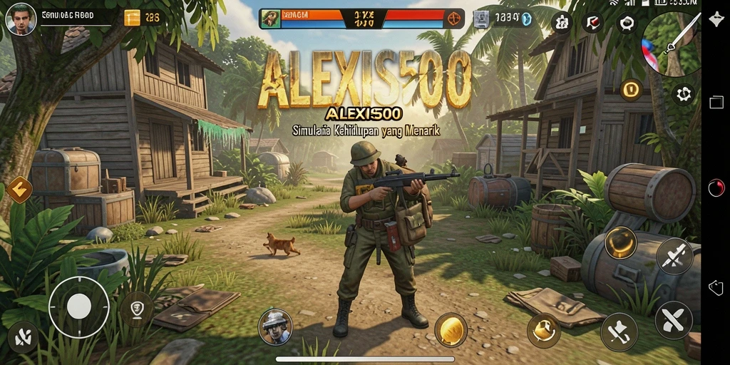 Screenshot ALEXIS500 menunjukkan gameplay simulasi yang kaya dan interaktif.