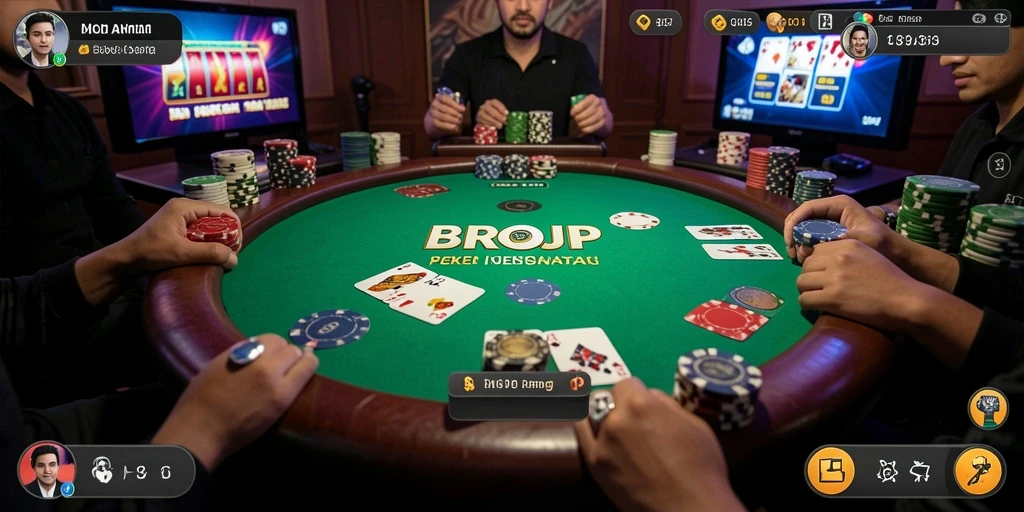 Screenshot BROJP menampilkan momen seru dalam permainan Poker yang menantang.