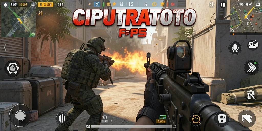 Screenshot gameplay CIPUTRATOTO menampilkan aksi tembak menembak yang intens.
