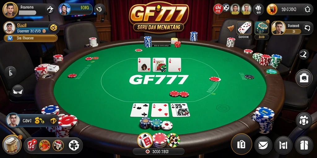 Screenshot GF777 menunjukkan momen seru saat bermain Poker.