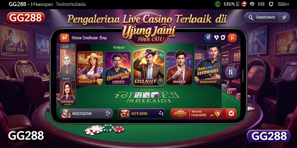 Screenshot gameplay Live Casino menunjukkan dealer profesional dan suasana bermain yang mendebarkan.
