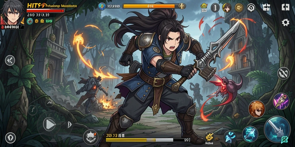 Tampilan gameplay HIT9 dengan karakter anime yang dinamis dan menyeramkan.