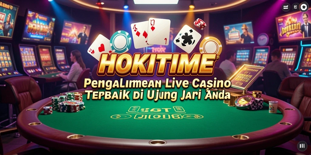 Screenshot gameplay HOKITIME menampilkan dealer langsung dan suasana kasino virtual.