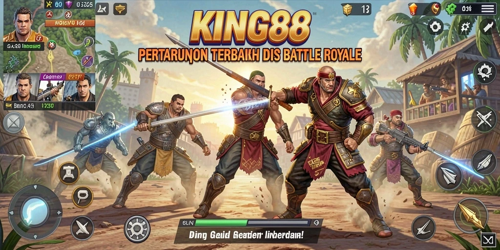 Tangkapan layar menunjukkan pertarungan intens dalam game Battle Royale.