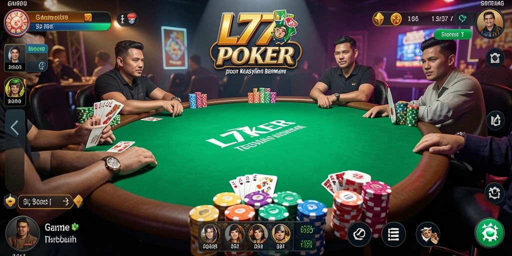 Tampilan gameplay seru L777 dengan suasana poker yang mendebarkan.