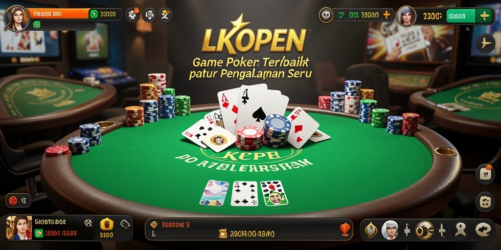 Screenshot Gameplay LKOPEN menampilkan aksi Poker yang mendebarkan.