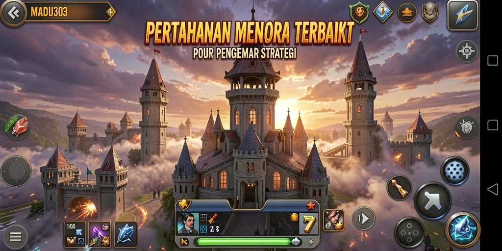 Gameplay mendebarkan di MADU303 dengan strategi Tower Defense.