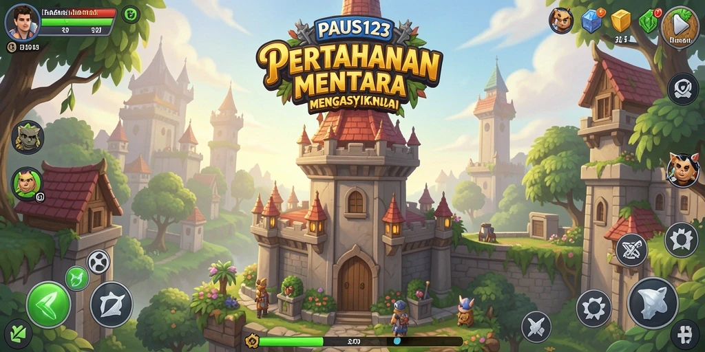 Tampilan gameplay menara pertahanan yang mendebarkan dan penuh aksi.