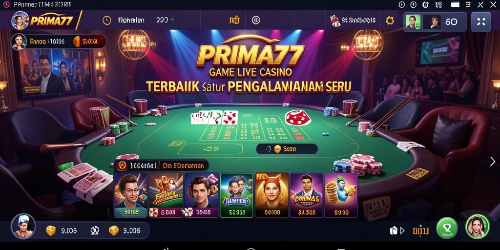 Screenshot PRIMA77 menampilkan gameplay Live Casino yang mendebarkan.