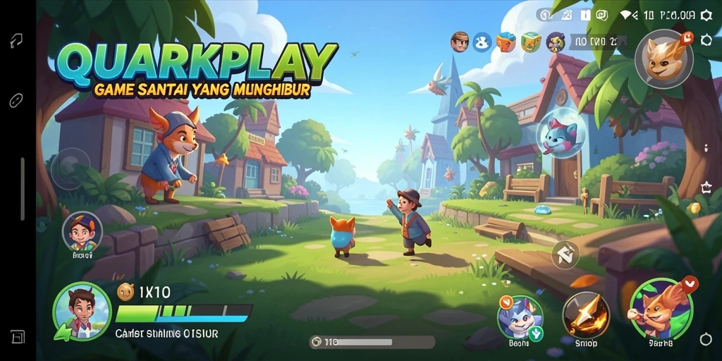 Tampilan gameplay <strong>QUARKPLAY</strong> yang ceria dan penuh warna.