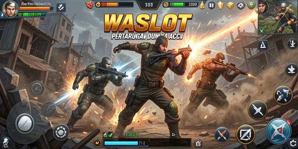 Tangkapan layar WASLOT menampilkan pertarungan epik dalam gameplay aksi.