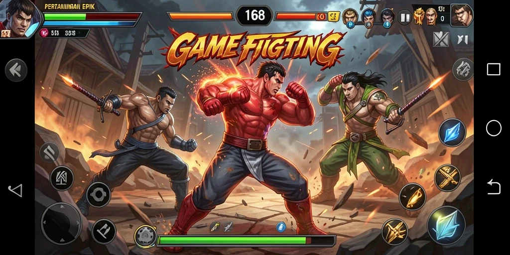 Tampilan gameplay X168 yang seru dalam pertarungan Fighting.